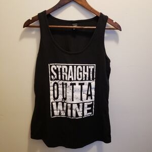 Straight Outta Wine Black and White Tank Top Med